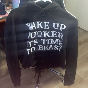 Crop top open back tie up hoodie